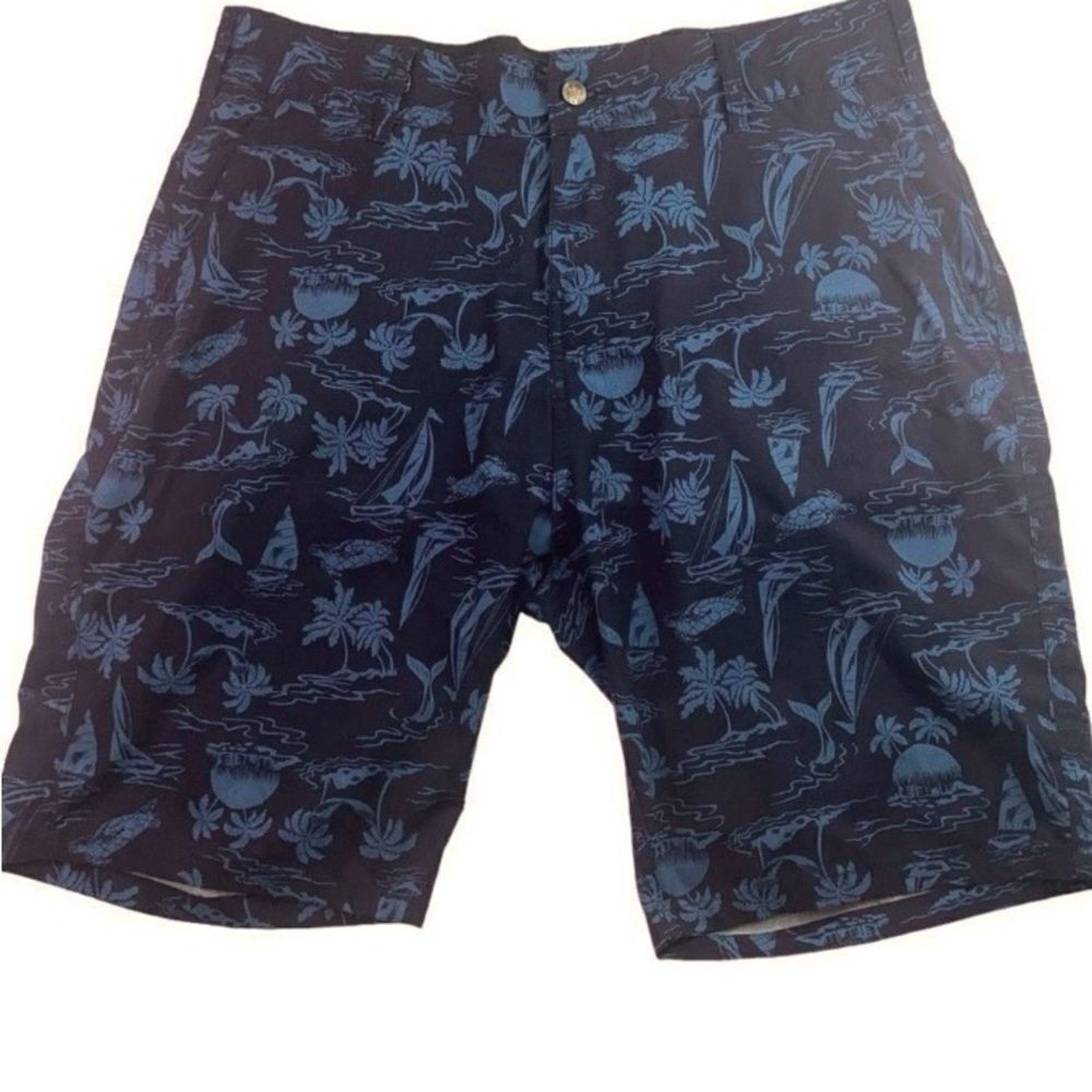 TRUNKS Men’s Sz 34 Navy Blue Tropical Print Multi Functional Hybrid Board Shorts